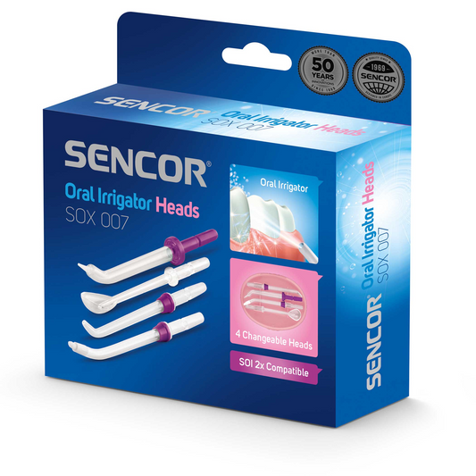 Capete de rezerva pentru irigator bucal, Sencor, SOX 007, 4 bucati, Alb/Roz (SOX 007)