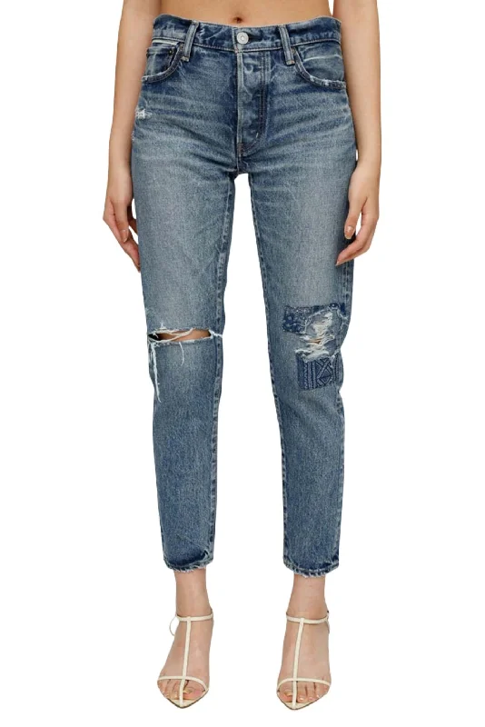 Classic Women's Clothing Styles Mv Monroe Tapered Mid Jean In Blue