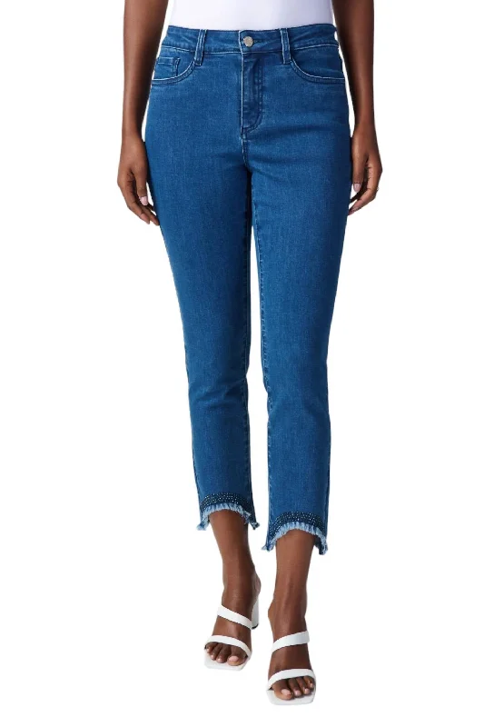 Women's Vacation Outfit Skinny Ankle-Length Jeans In Denim Medium Blue