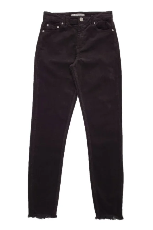 Holiday Gift Guide Sale Corduroy Skinny W/ Fray Hem Jeans In Black