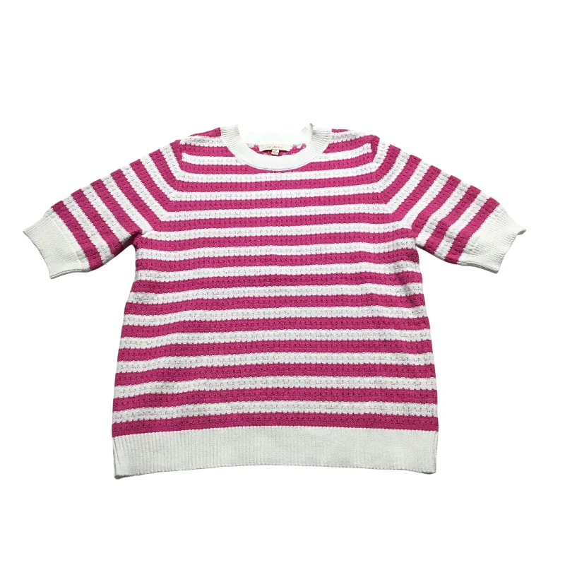 Sweater Short Sleeve By Skies Are Blue In Pink & White, Size: M