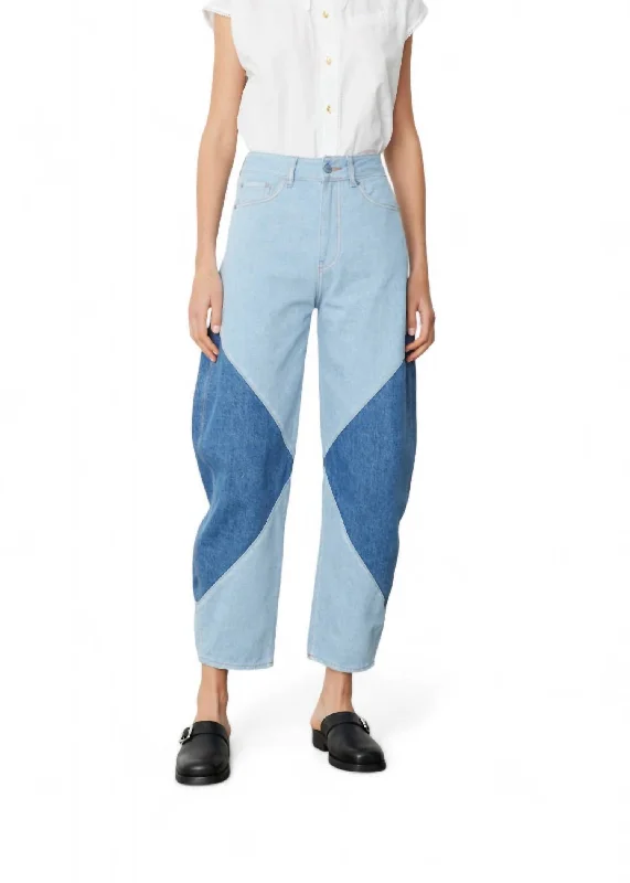 Relaxed Fit Women's Fashion Stray Jeans In Cutline Bleach