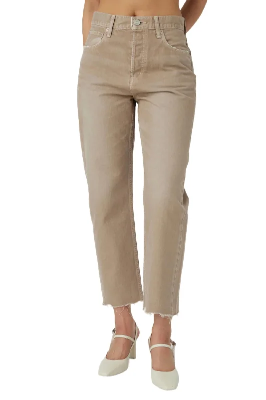 Unique Women's Fashion Pieces Herminie Wide Cropped Straight Jean In Light Brown