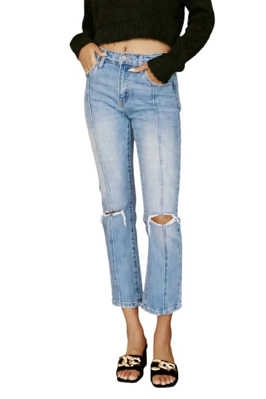 Affordable Fashion for Women High Rise Straight Leg Center Seam Crop Jeans In Light Wash