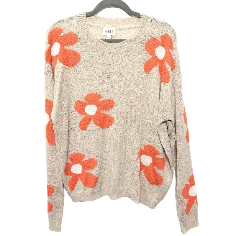 Sweater By Bibi In Orange & Tan, Size: L