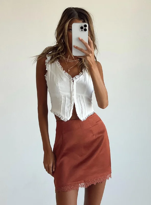 Unique Women's Fashion Pieces Leila Mini Skirt Brown