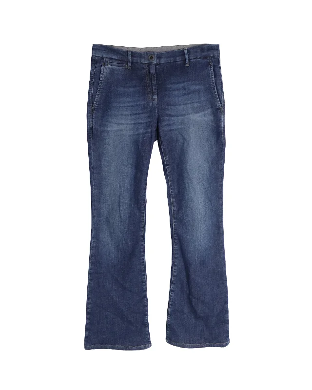 Comfortable Casual Women's Clothing Brunello Cucinelli Boot-Cut Jeans in Blue Cotton Denim