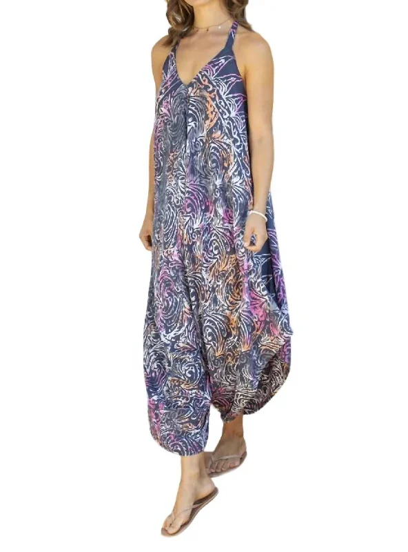 Women's Clothes And Apparel Gypsy Jumpsuit In Bahamas Grey Peach Paisley