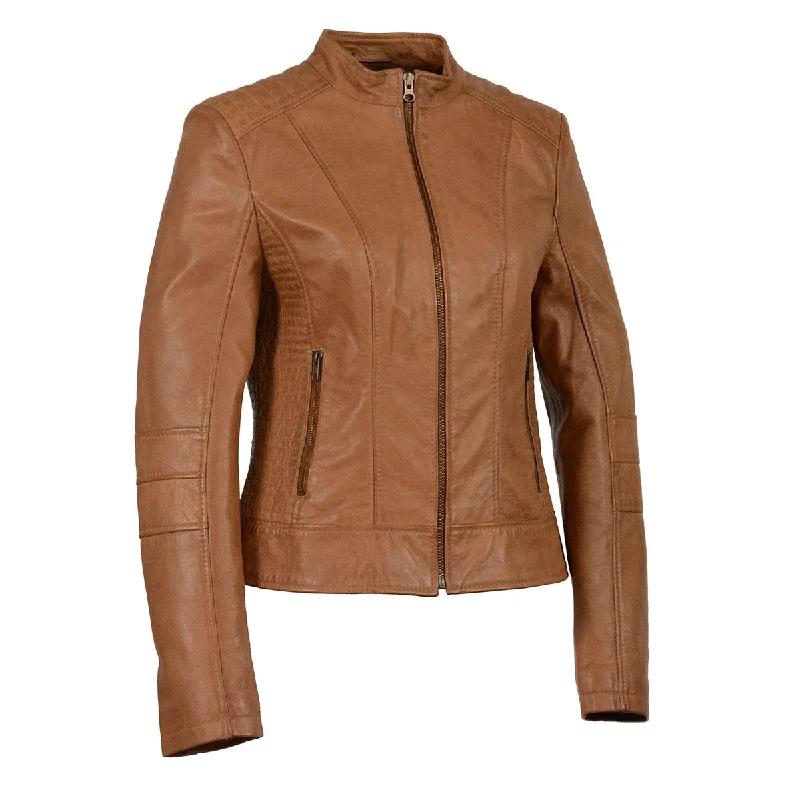 Women's Sporty Chic Clothes Milwaukee Leather SFL2860 Women's Saddle Zip Front Stand Up Collar Leather Jacket