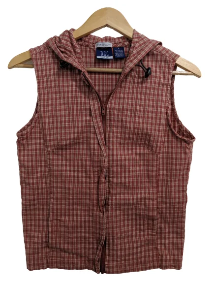 Chic Women's Clothing Online [S] 90's Plaid Zip-Up Vest with Hood