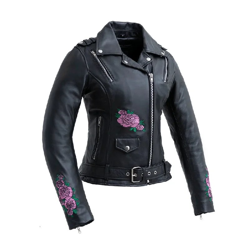 Women's Vintage Clothes Bloom - Women's Motorcycle Leather Jacket