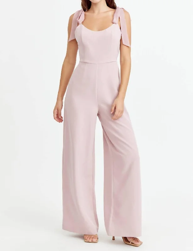 Women's Luxury Apparel Gia Ribbon Strap Jumpsuit In Mellow Rose