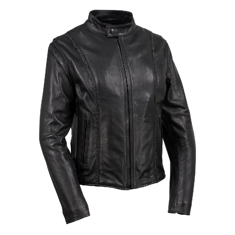 Casual Style for Busy Women Hot Leathers JKL5002 USA Made Women's 'Pristine' Black Premium Motorcycle Leather Jacket