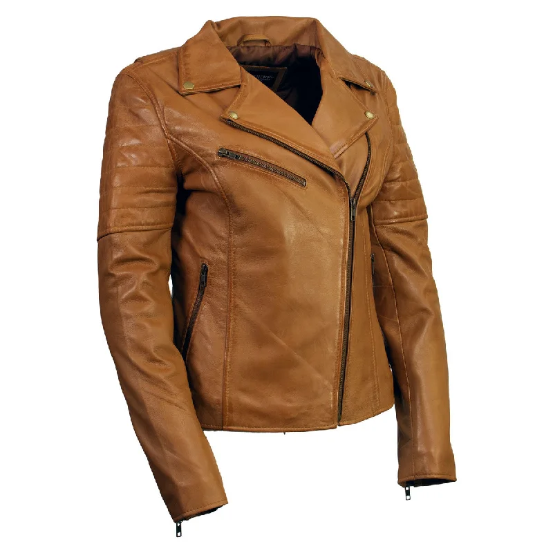 Women's Clothing Outfit Set Milwaukee Leather Women's Duchess Whiskey Motorcycle Style Fashion Casual Leather Jacket SFL2870