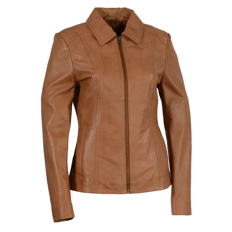 Trendy Online Boutiques Milwaukee Leather SFL2850 Women's Classic Saddle Zippered Motorcycle Style Fashion Leather Jacket with Shirt Style Collar