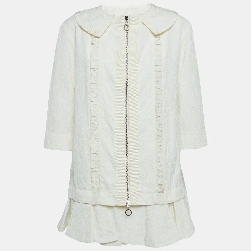 Casual Style for Busy Women Moncler Off White Floral Jacquard Elea Jacket