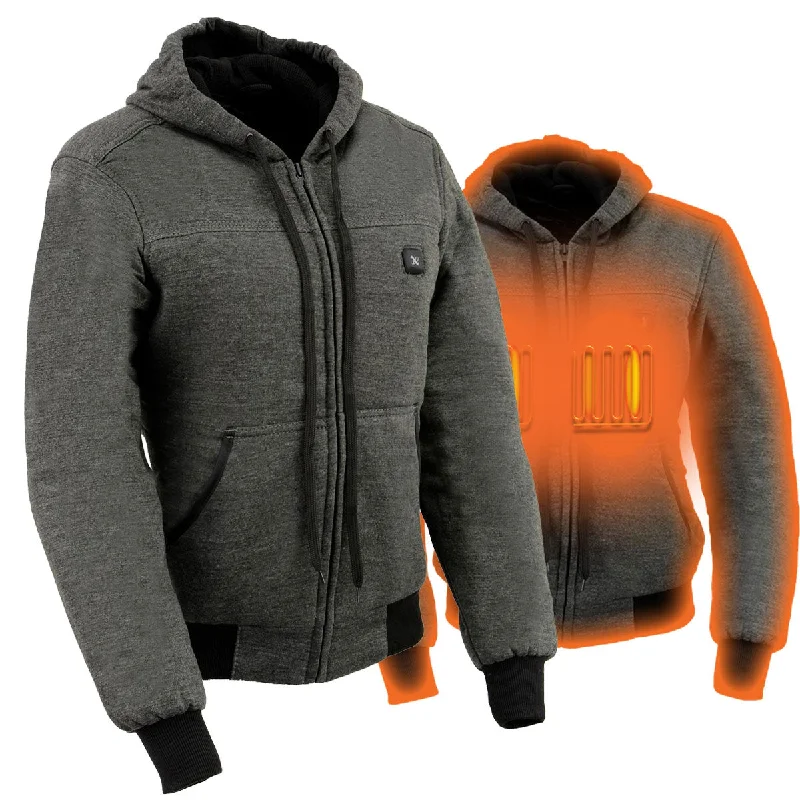 Women's Everyday Apparel Nexgen Heat MPL2713SET Women Grey 'Heated' Front Zipper Fiery Hoodie Jacket for Outdoor Activities w/ Battery Pack