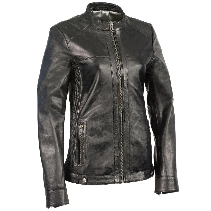 Women's High-Fashion Clothes Milwaukee Leather SFL2855 Women's Black  Zip Front Fashion Leather Jacket with Side Stretch Fitting