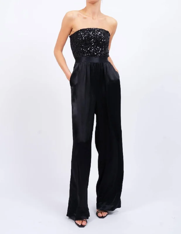 Trendy Boutiques Online Sequin Jumpsuit In Black