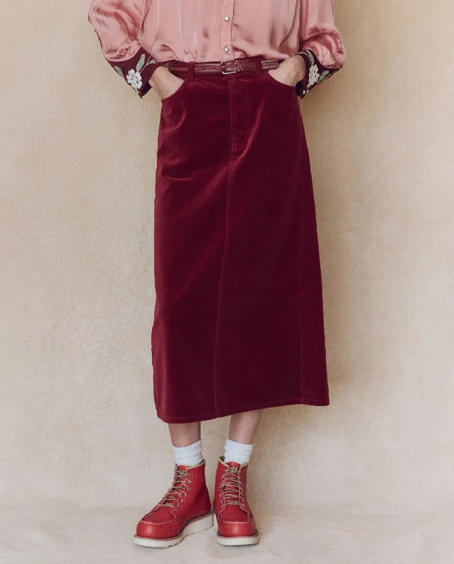 New Arrival Discounts The Velvet Column Skirt. -- Bordeaux