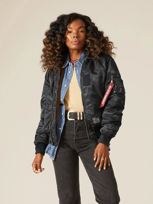 Women's Activewear Apparel MA-1 HOODED BATTLEWASH BOMBER JACKET