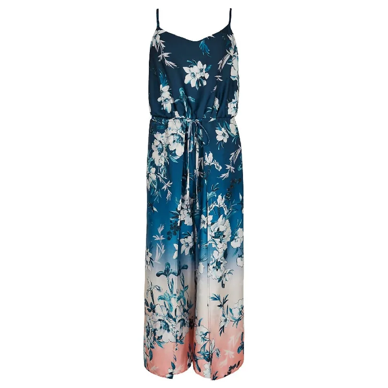 Women's Professional Apparel Ombre Floral Split Leg Jumpsuit In Navy