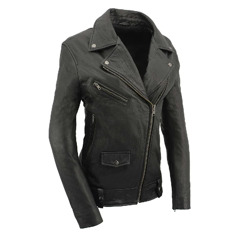 Casual and Comfortable Outfits Milwaukee Leather Women's Black Premium New Zealand Lambskin Motorcycle Style Leather Jacket SFL2875