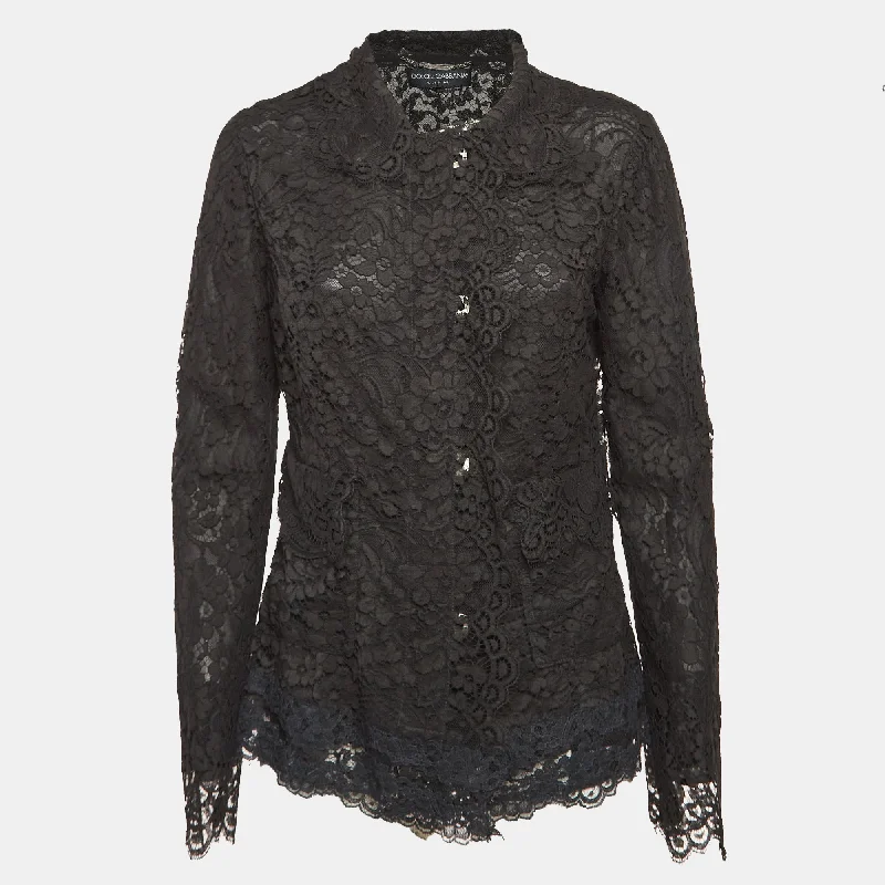 Chic Casual Wardrobe Essentials Dolce & Gabbana Black Floral Lace Button Front Jacket