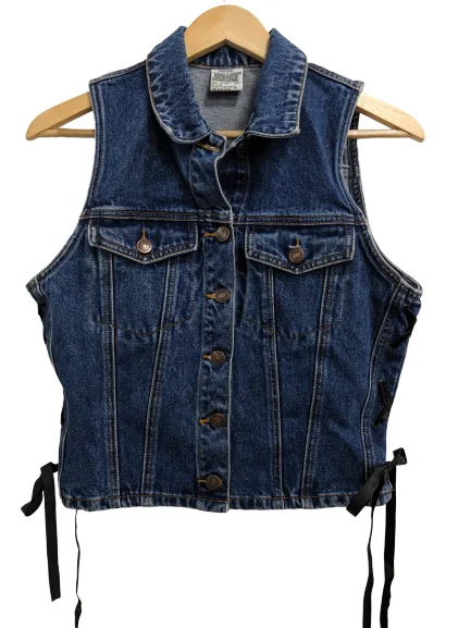 Women's Party Outfit [L] Vintage Jordache Denim Vest with Lace-Up Sides