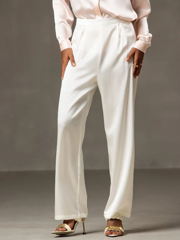 Effortless Chic for Women 19Momme Casual Silk Wide Leg Pants