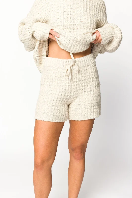 Casual Chic for Women Lovender Sweater Shorts in Natural