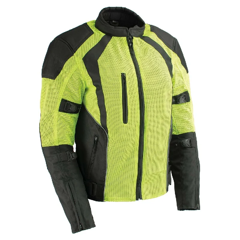 Women's Everyday Garments Milwaukee Leather MPL2793 High Vis Green with Black Armored Textile Motorcycle Jacket for Women - All Season Mesh Jacket