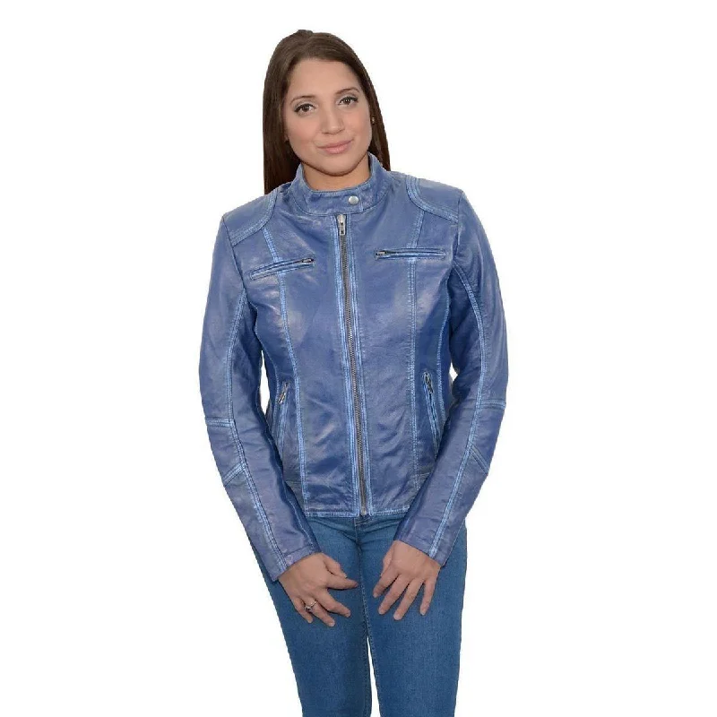 Best Online Clothing Boutiques Milwaukee Leather SFL2830 Women's Royal Blue Scuba Style Sheepskin Fashion Leather Jacket