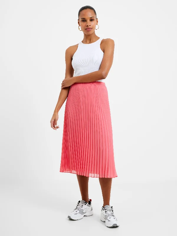 Women's High-Fashion Apparel Pleated Solid Midi Skirt