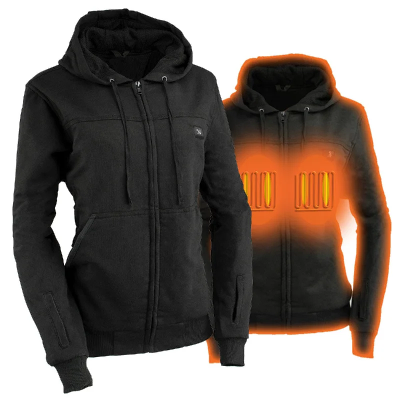 Women's Evening Clothes Nexgen Heat MPL2717DUAL Technology Women's Heated Hoodie - Black Sweatshirt Jacket for Winter Season w/Battery Pack