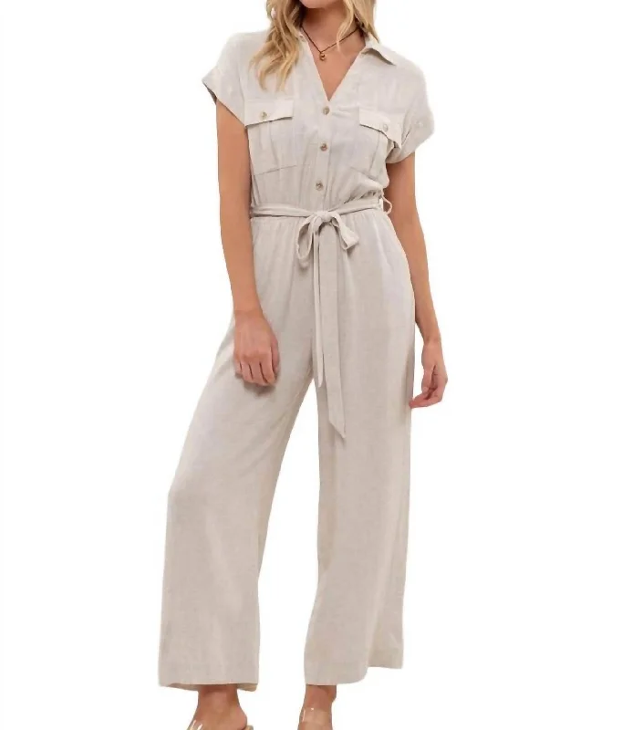 Fashion Women's Clothing Melanie Wide Leg Jumpsuit In Natural