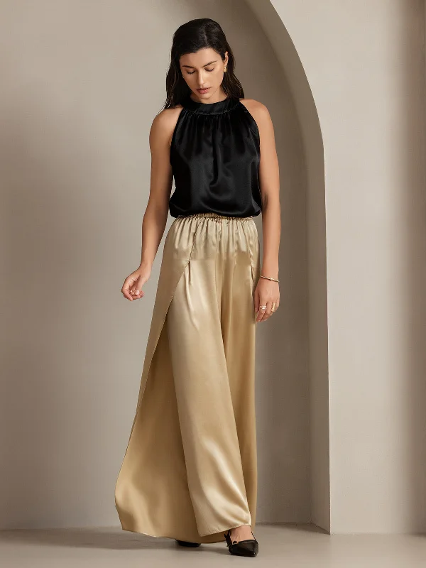 Casual Dresses for Women 19Momme Silk Fashionable High-Slit Pants