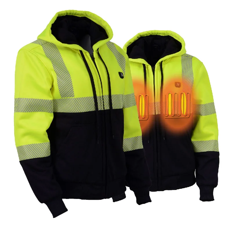 Affordable Luxury Women's Apparel Nexgen Heat MPL2773SET Women's Heated Hoodie High-Viz Reflective - Zipper Front Sweatshirt Jacket w/ Battery Pack