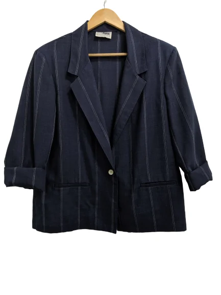 Women's Trendy Outfits [L] Vintage Navy Blue Boxy Blazer