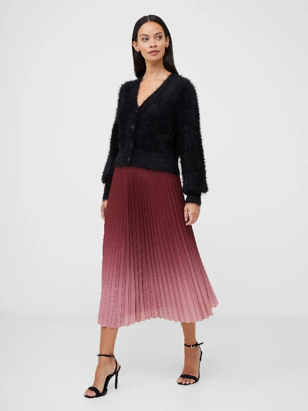 Women's Seasonal Clothes Sunburst Crepe Pleat Midi Skirt