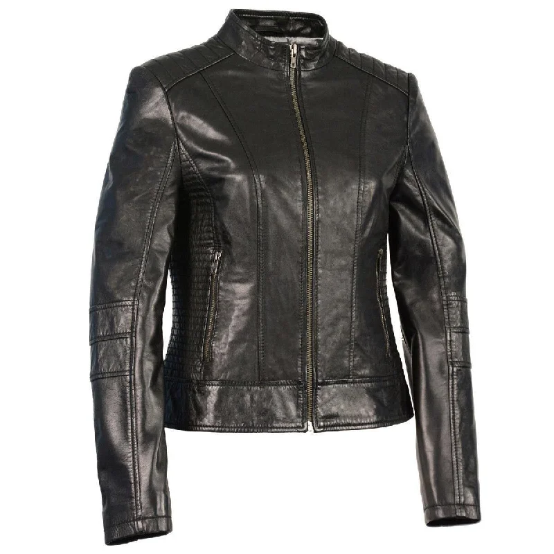 Women's Clothing For Everyday Wear Milwaukee Leather Women's Zip Front Stand Up Collar Black Leather Jacket SFL2860