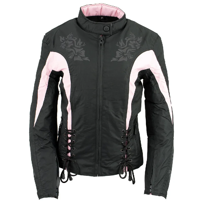 Women's Classic Attire NexGen SH236806 Women's 'Reflective Buffalo Head' Black and Pink Textile Jacket