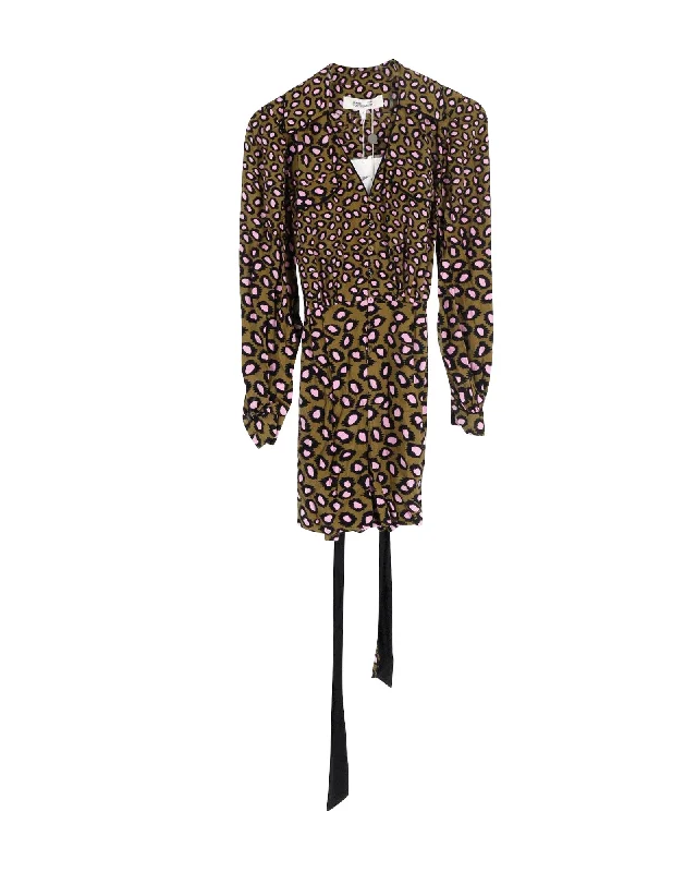 Women's Evening Garments Diane Von Furstenberg Ella Wrap-Effect Leopard Print Playsuit in Multicolor Viscose