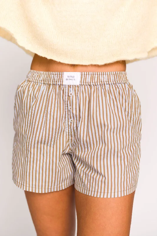 Women's Formal Wear Brent Striped Boxer Shorts in Brown