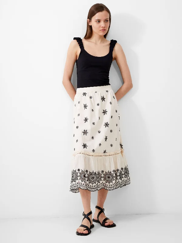 Modern Women's Outfit Embroidered Felicity Midi Skirt