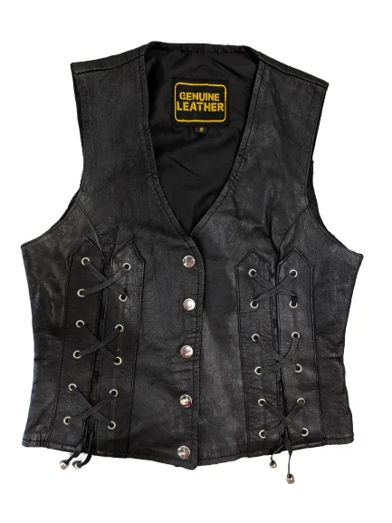 Stylish Everyday Clothing [S] Vintage Leather Lace-Up Vest