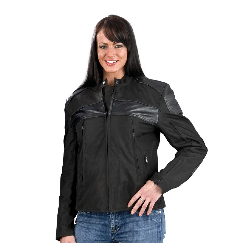 Women's Professional Attire NexGen SH1971 Women's Black Textile and Leather Motorcycle Racer Jacket