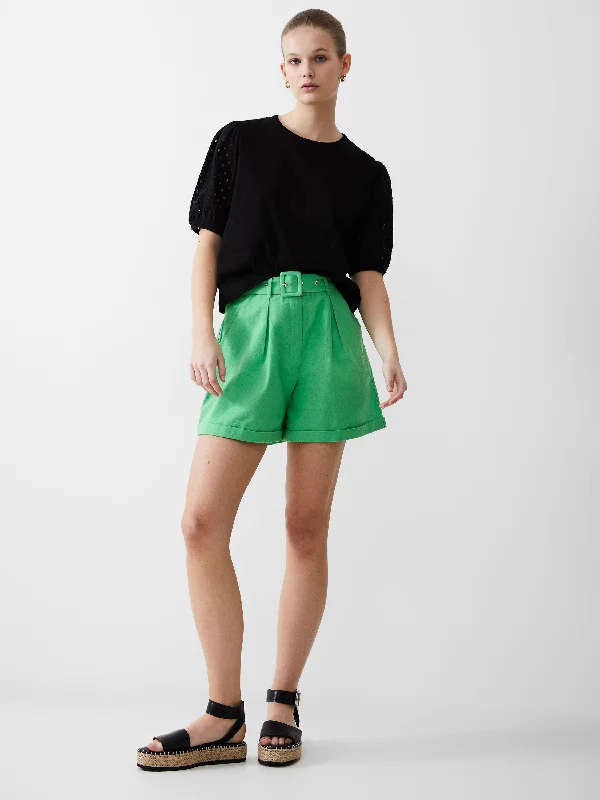 Women's Seasonal Attire Belted Linen Shorts