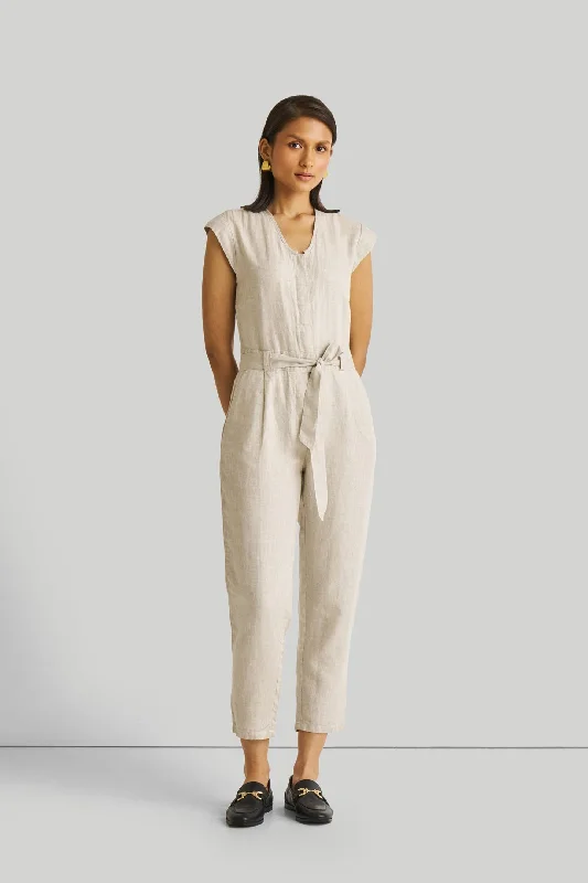 Women's Layered Outfit Evening Chai Jumpsuit in Light Beige