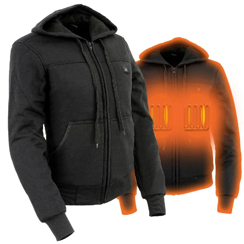 Charming Women's Holiday Apparel Nexgen Heat MPL2713SET Women Black 'Heated' Front Zipper Fiery Hoodie Jacket for Outdoor Activities w/ Battery Pack